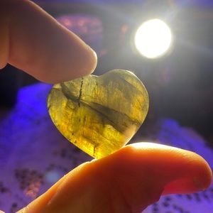35. Labradorite Heart w/ flash & Black Tourmaline Inclusions 10 Grams